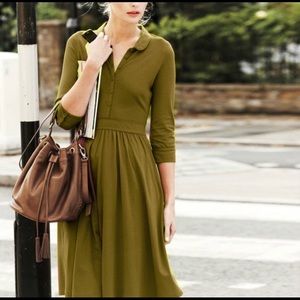 Boden Jersey Shirt Dress Olive Green Size 4 Long